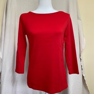 Talbots Vibrant Red Three Quarter Sleeve Top